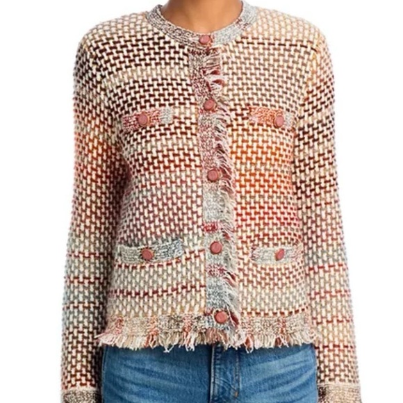Veronica Beard Jackets & Blazers - Veronica Beard Brown and Cream Knit Cardigan size M